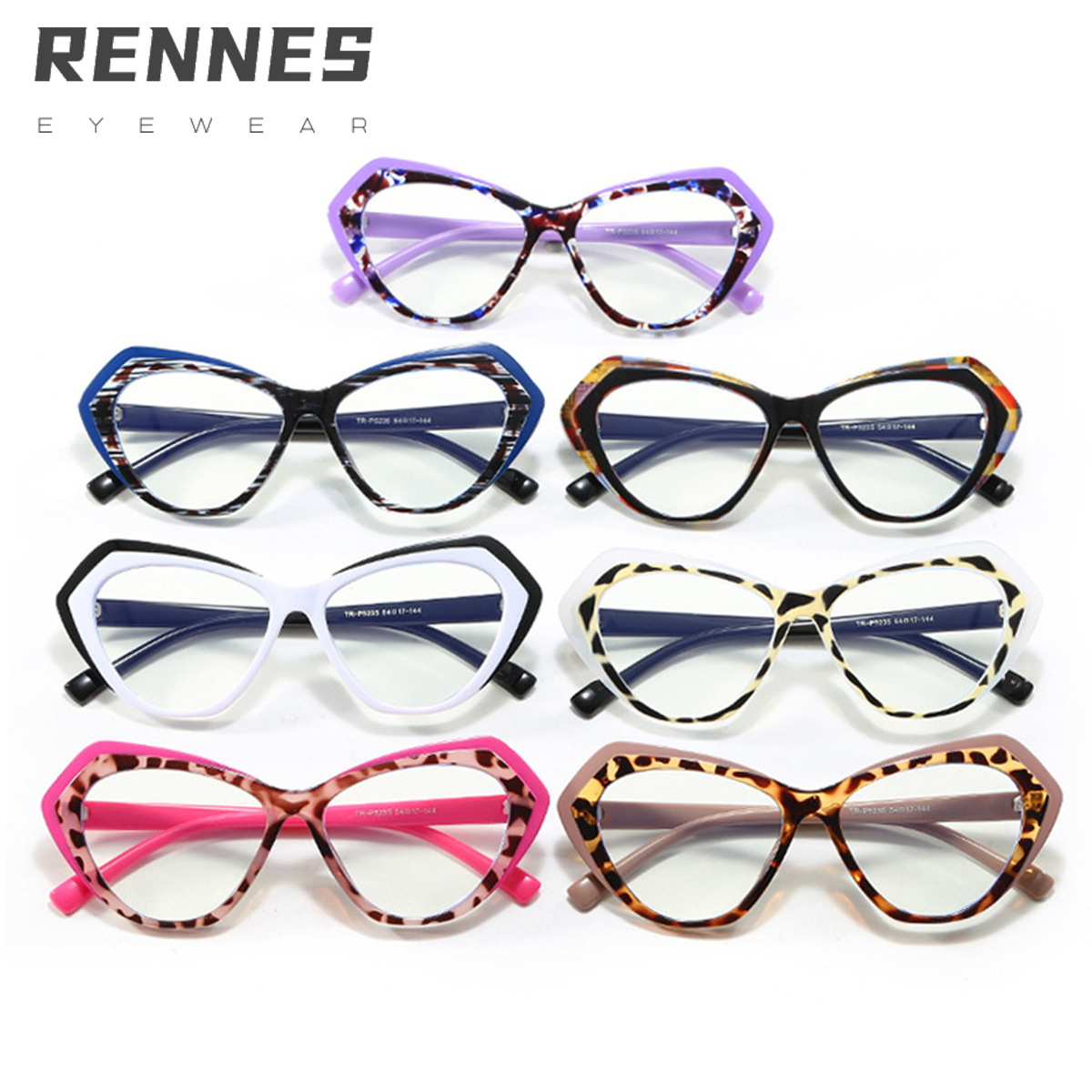 Nuevo ojo de gato irregular a juego de colores europeo y americano espejo plano anti-luz azul TR90 gafas de marco de miopía sin maquillaje