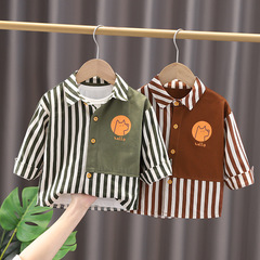 Boys' Shirt 2022 Spring New Arrival Children's Jacket Baby Long Sleeve Top Children's Blouse Spring and Autumn Striped Korean Version