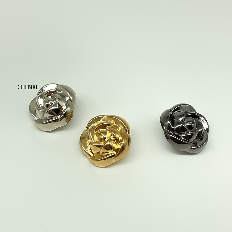 Fashion Rose Flower Metal Button Small Chanel Style Shirt Cardigan Windbreaker Blazer Sweater Flower Decorative Button