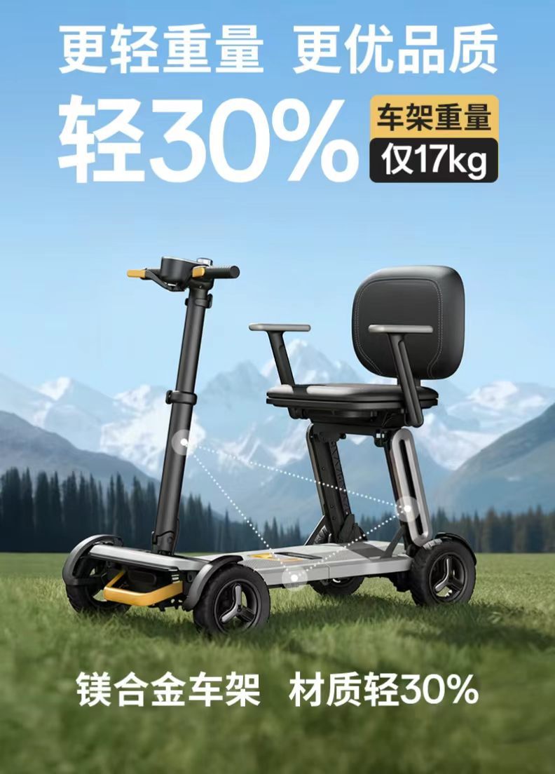 Cross-Border Ultra-Light Smart Electric Scooter That Can Be Used on Airplanes, Foldable Electric Vehicle, Electric Tricycle, Mobility Scooter for the Elderly