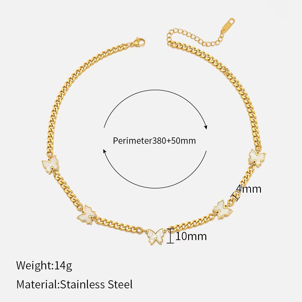 Fashion Pentagram Four Leaf Clover Butterfly Titanium Steel Plating Necklace 1 Piece