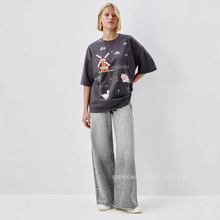 卡通可爱趣味减龄农场印花夏季新款欧美风纯棉短袖t恤慵懒风上衣