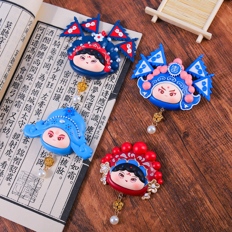 Hot Selling Opera Life Refrigerator Magnets Traditional Chinese Style Ornaments Creative Souvenirs Factory Direct Sales Magnetic Cute Peripherals