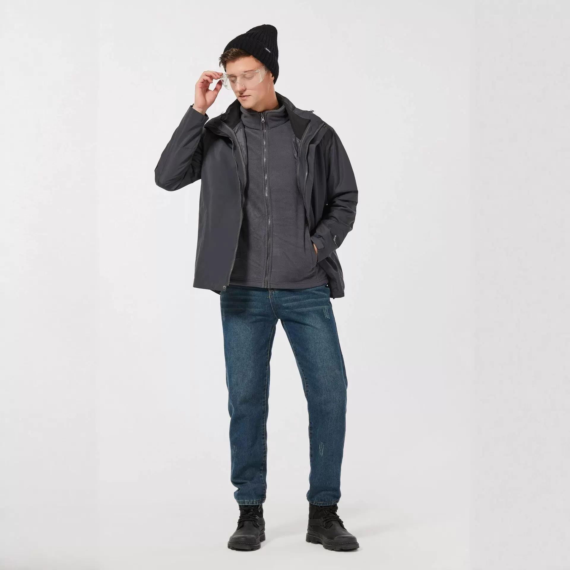 夹克男士外套秋冬季新款连帽防水防风冲锋衣男女同款三合一两件套