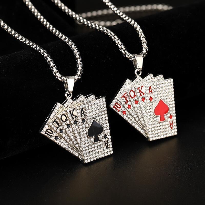 Poker Flush Couple Necklace European and American Hip-Hop Male and Female Students Trendy Personalized Gift Trend