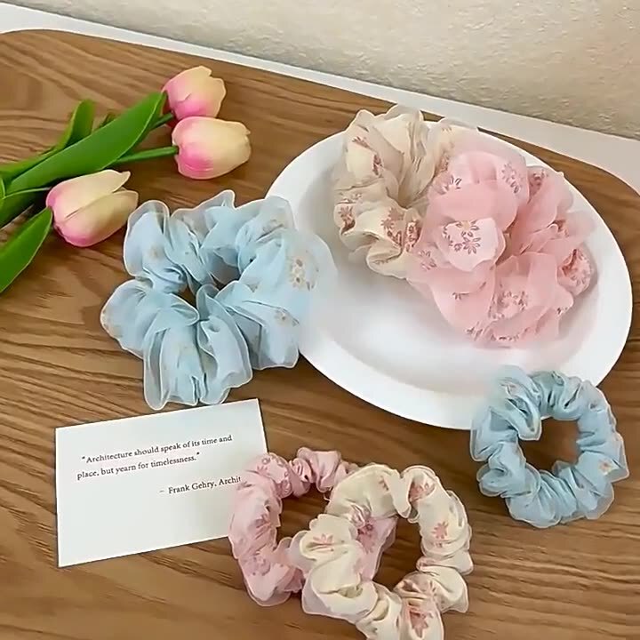 双层网纱温柔花朵发绳超仙发圈少女扎马尾头绳大肠发圈头饰高级感|undefined