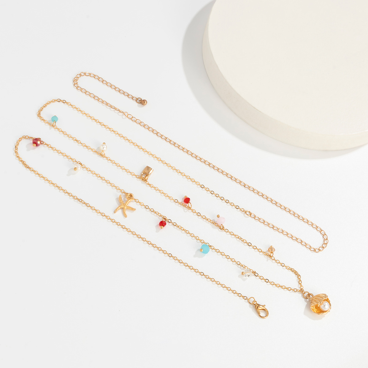 夏季新品亚克力腰饰品珍珠吊坠腰链 欧美跨境金属海星合金身体链