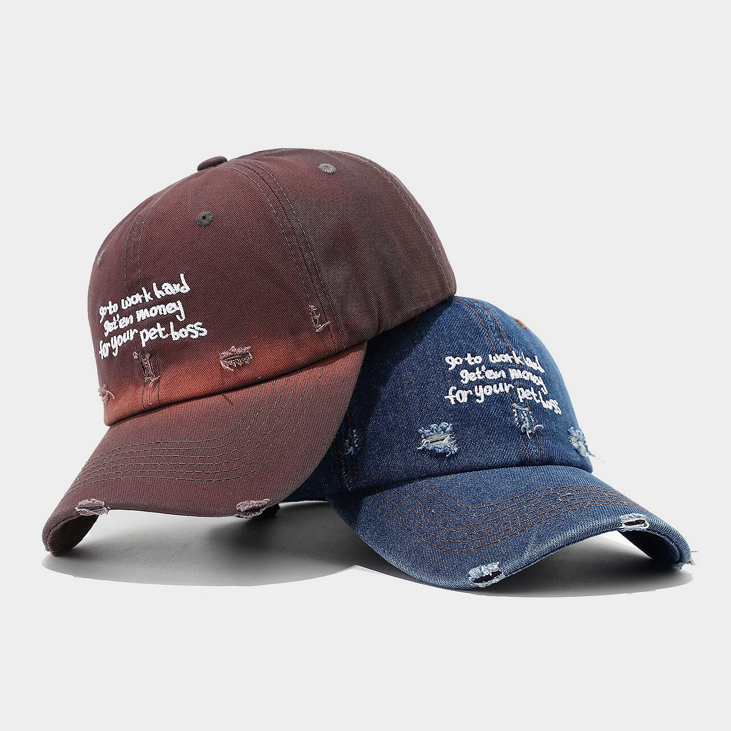 Gorra de béisbol con letras de agujero viejas japonesas para hombres y mujeres, verano retro, sombrero de lengua de pato de mezclilla casual coreano