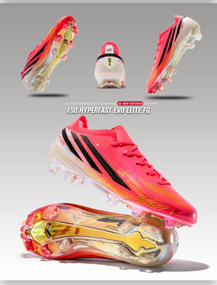 Tenis de Fútbol con Tacos Largos para Césped F50, Suela TPR y TPU, Amortiguación