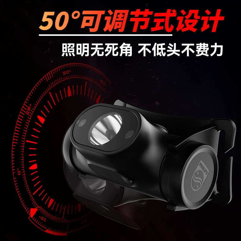 Philips SFL1851 linterna de luz fuerte de largo alcance montada en la cabeza para acampar al aire libre linterna portátil faro de inducción