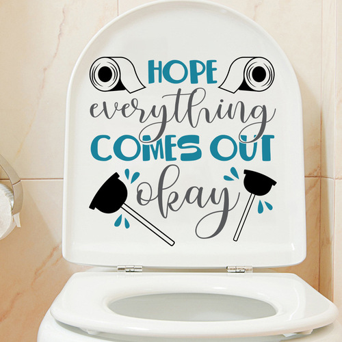 Cross-border wholesale English slogans bathroom toilet toilet stickers home decoration waterproof wall stickers self-adhesive posters