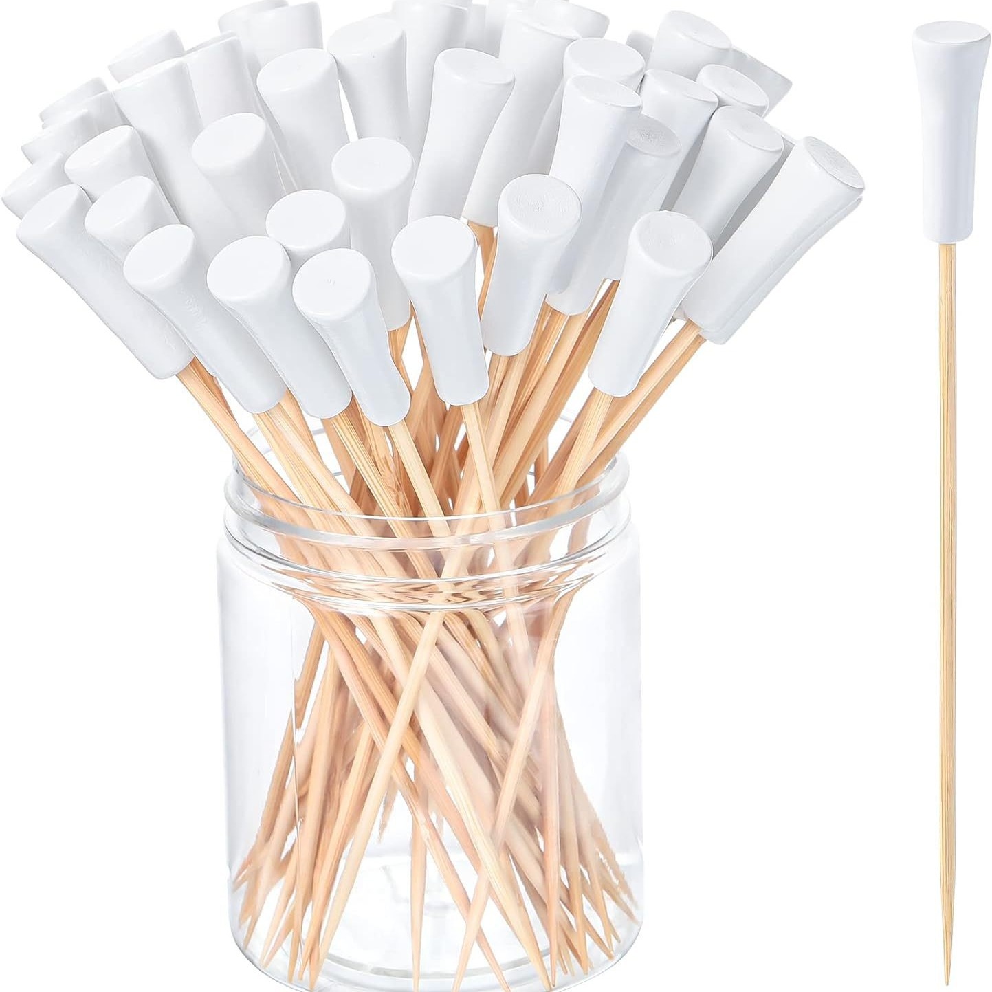 Un diseño de etiqueta de fruta desechable 100 piezas / paquete de bambú clip de hierro barra de cóctel etiqueta de barbacoa etiqueta de embalaje no en stock