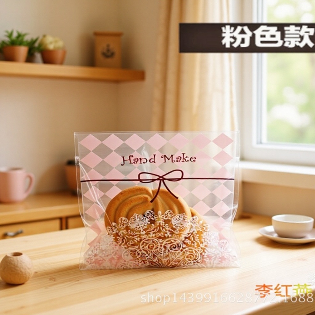 烘焙包装袋拖底蝴蝶结饼干月饼自粘袋饰品面包100个甜点