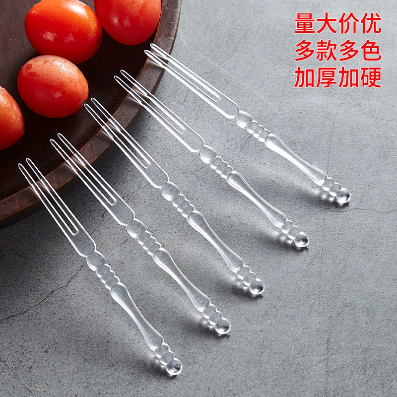 Бамбуковая пластиковая вилка для фруктов оптом независимая упаковка KTV Коммерческая десертная тарелка для фруктов прозрачная Одноразовая Вилка для фруктов