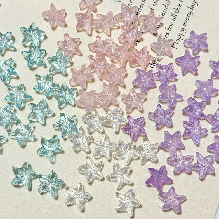 Adorable gorda inns esmaltado de vidrio transparente de estrella de mar DIY material de pulsera de collar de cuentas hechas a mano