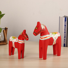 瑞典达拉木马摆件红色马木质玩具马创意饰品玩偶摆件北欧客厅装饰
