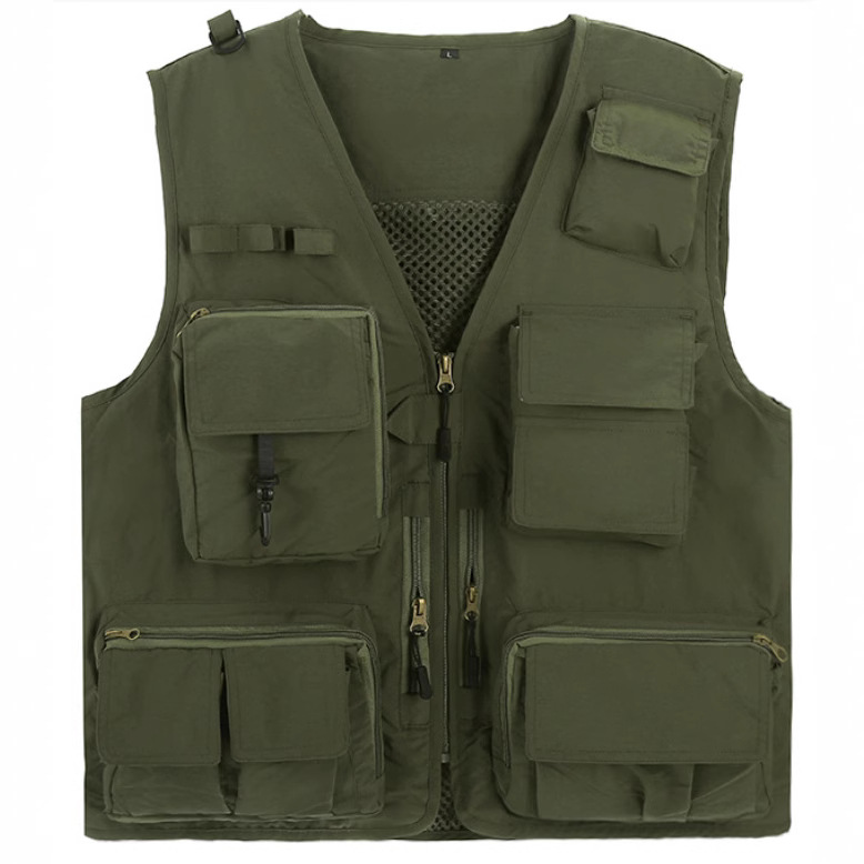 Chaleco de trabajo impresa logotipo multi-bolsas tácticas al aire libre impermeable estudio director de medios de comunicación estilo táctico