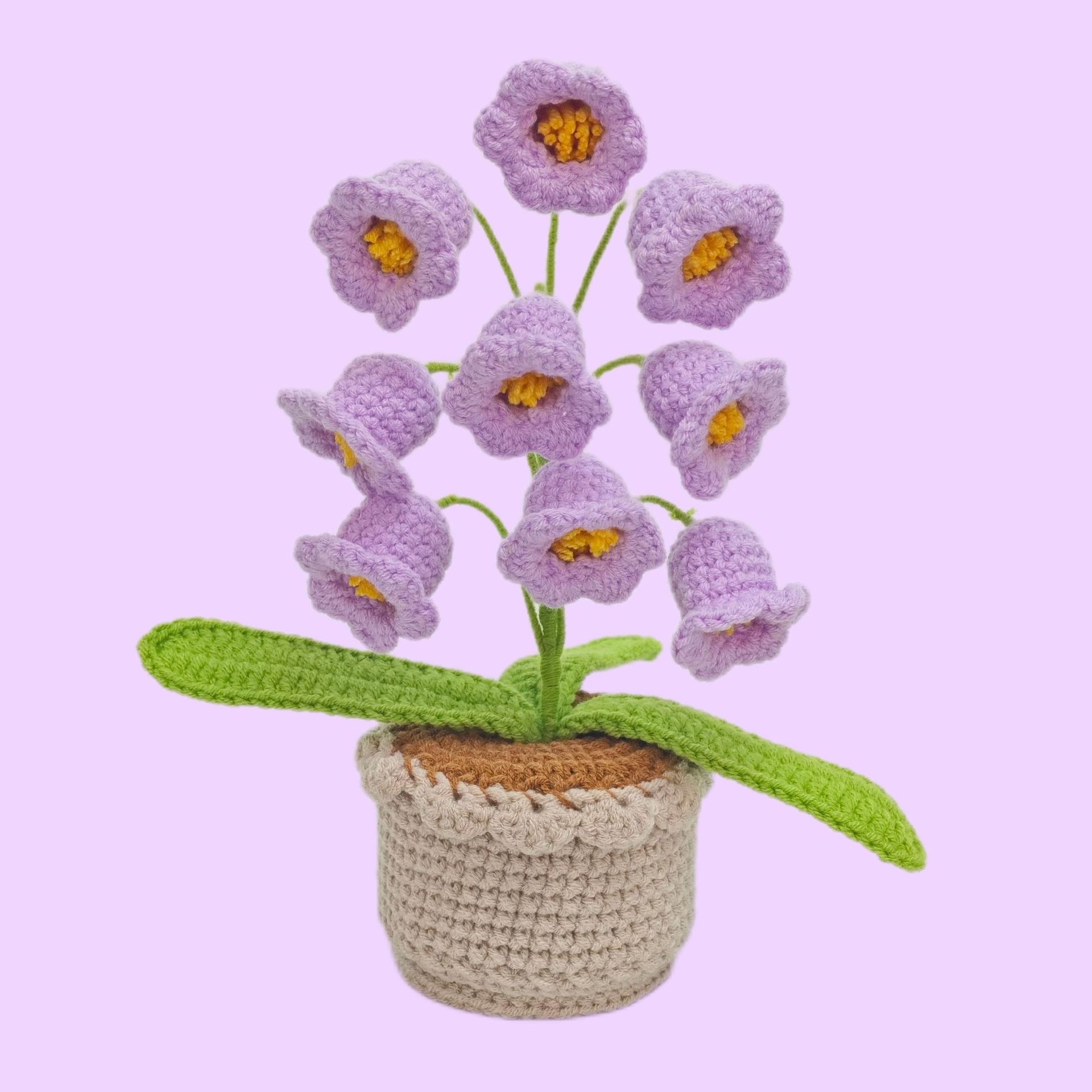 Productos acabados ganchillo artesanal orquídea en maceta flor algodón lana tejer simulación flor de mesa bonsai regalos hechos a mano