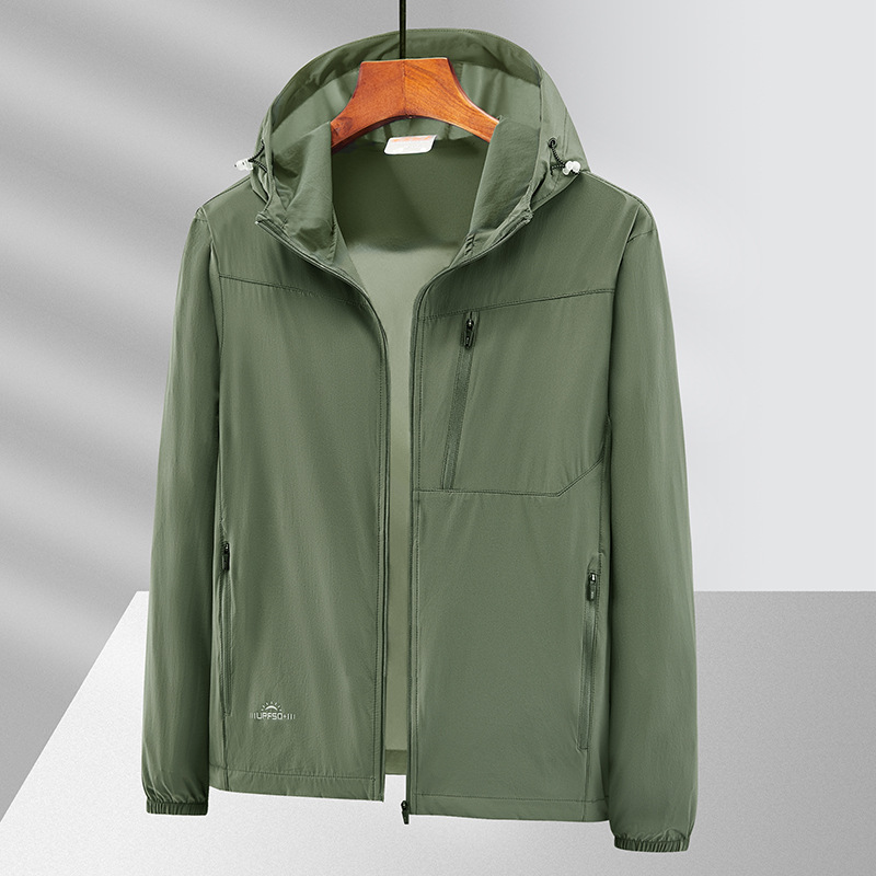Summer Ice Silk Sun Protection Uv Breathable Men's Fishing Sun Protection Clothing Light and Popular Outdoor Skin Jacket