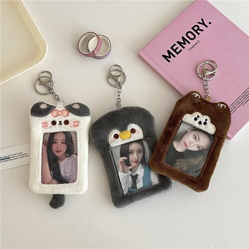 Original ins style cute puppy and cat plush card holder Korean campus meal card idol card photo display pendant