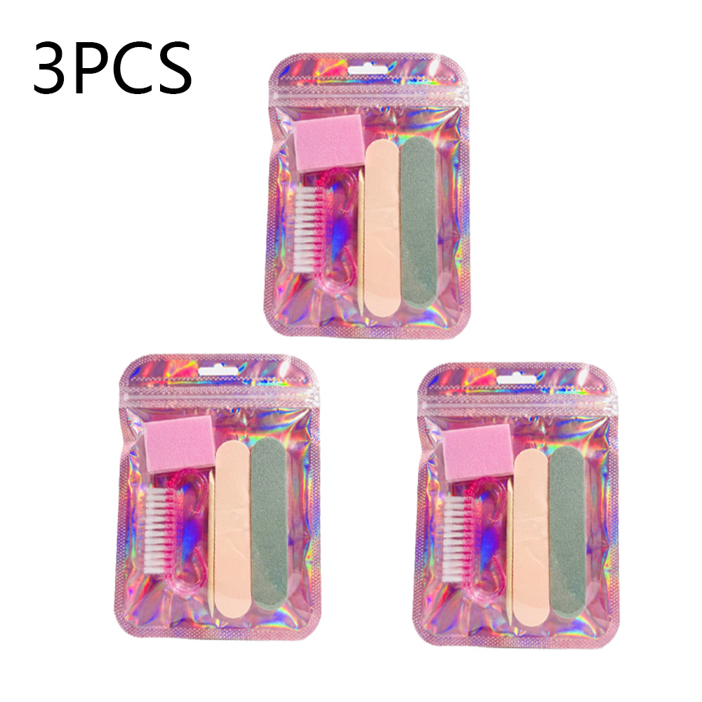 Five-in-one manicure tool set-pink short wooden stick-3pcs