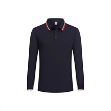 跨境新品春秋男式长袖翻领Polo衫简约休闲男装上衣纯色T恤衫外贸