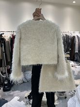 白鸭绒内胆高端鸵鸟毛拼接小香风外套裙子两件套冬季羽绒服套装女