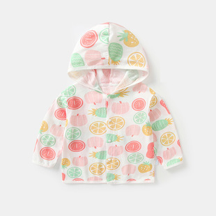 Children's sun protection clothing summer thin pure cotton baby breathable air conditioning shirt baby coat windproof sun protection clothing one-piece delivery