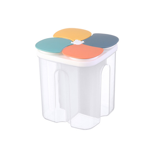 Divided flip-top grain can 1.5L grain kitchen storage box 2.3L transparent plastic sealed storage tank