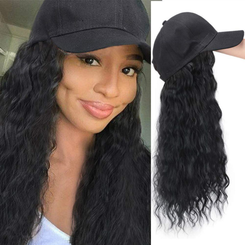 Extensão de cabelo sintético com boné liso comprido_voghion.com