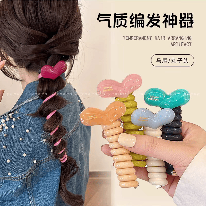 Verano nuevo cable telefónico de color gradiente cuerda de cabello de niñas cuerda de cabello de alta elasticidad anillo de cabello banda de goma tocado