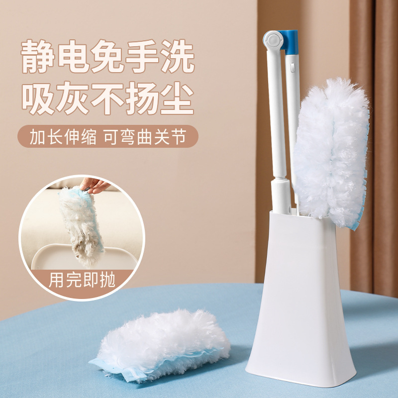 Telescopic Rod black technology electrostatic dust duster disposable replacement feather duster sanitary dust sweeping artifact wholesale