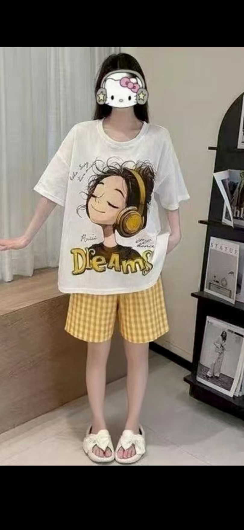 Embalaje transfronterizo precio especial explosivo con cojín de pecho pijama de mujer pantalones cortos de manga corta ropa de verano de algodón nublado conjunto de ropa exterior
