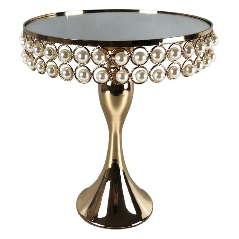 Estilo europeo de metal soporte de la torta de la boda decoración Copa placa de la torta espejo bandeja de mesa de postre de hierro decoración soporte de exhibición