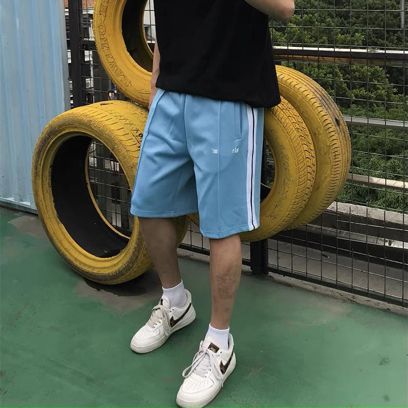 Ángel nuevos pantalones cortos deportivos casuales respirables para hombres y mujeres con correa lateral de tejido de color arco iris cuerdas de tirada de cintura