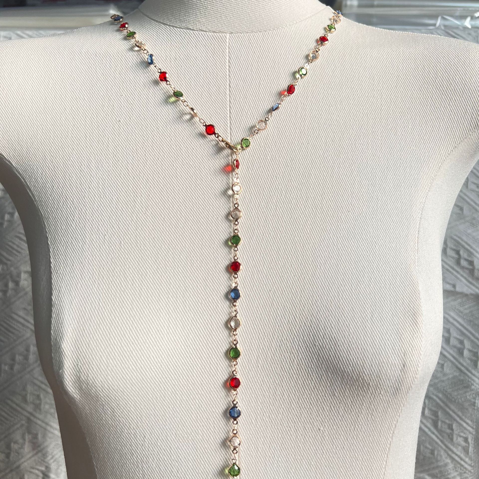 长款Y形项链女士项链爱心链吊坠项链长项链毛衣链搭配流苏锁骨链