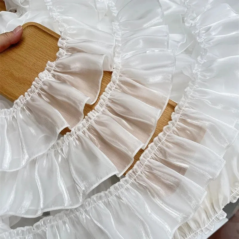 5cm Wide! New Pearlescent Curtain Pleated Lace Trim French Ruffle Lace Edge Decorative Strip Accessory