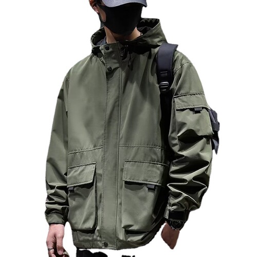 Men's Waterproof Windproof Thin Outdoor Hiking Spring Single Layer Jacket Functional Hooded Camping Leisure Jacket