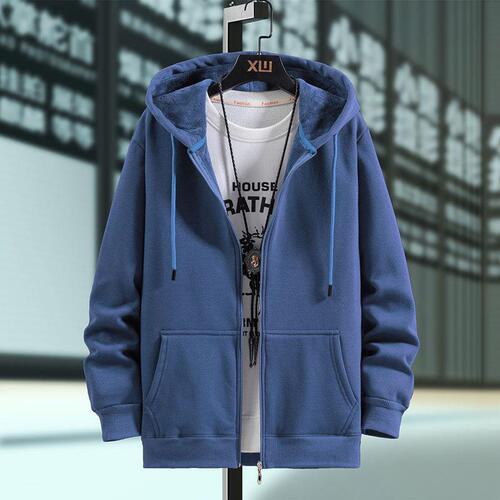 Factory Direct Wholesale Spring and Autumn Men's Hooded Sweatshirt Zipper Jacket Trendy Fashion Versatile Wide