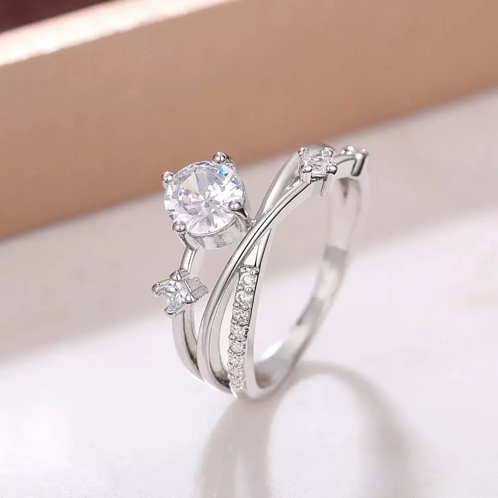 新款轻奢法式个性设计女戒指 宇宙星球轨迹超闪戒指 秀气食指戒