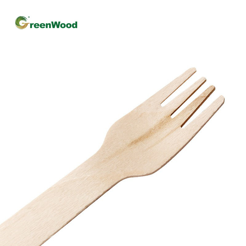 140MMB engrosada desechable tenedor de madera respetuoso del medio ambiente degradable tenedor vajilla de hotel para llevar 100 piezas