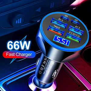 Yeni 6 Portlu Rəqəmsal Ekranlı Avtomobil Şarj Cihazı 66W PD