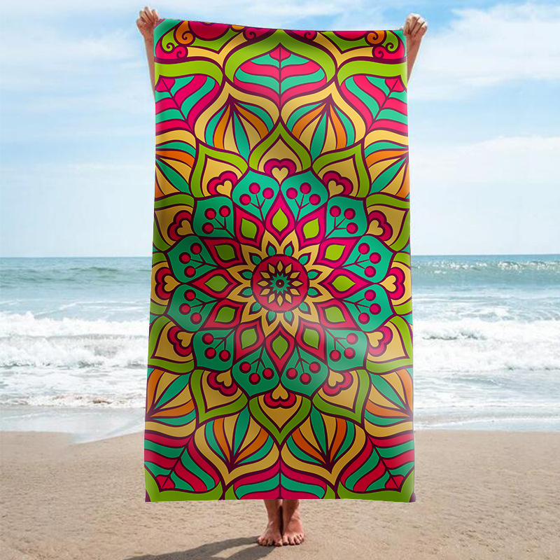 Amazon transfronterizo de suministro exclusivo de fábrica al por mayor Internet celebridad serie rectangular de doble cara de terciopelo Toalla de playa Toalla de baño capa