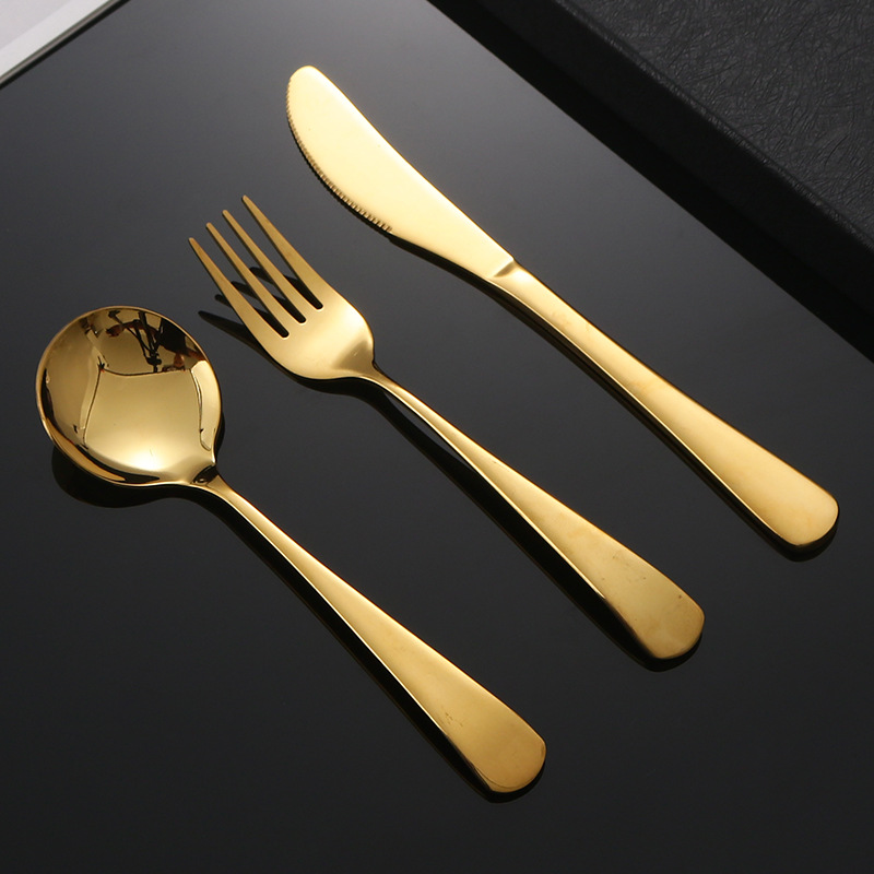 Internet celebridad cuchillo, tenedor y cuchara-Oro