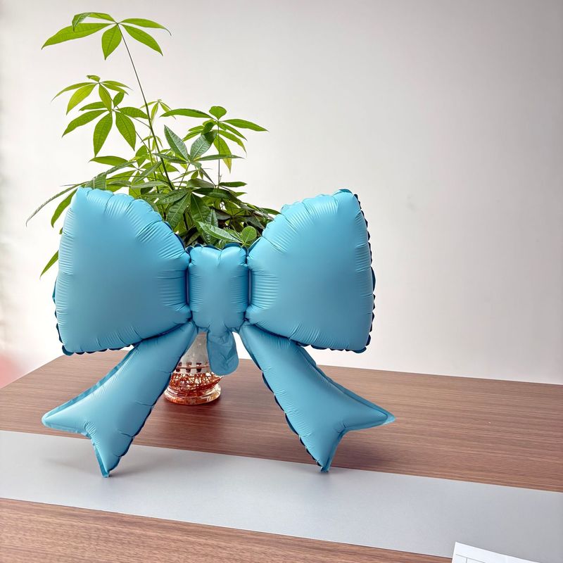 单色格子蝴蝶结铝膜气球儿童生日派对装饰宝宝百日宴布置铝箔气球|undefined