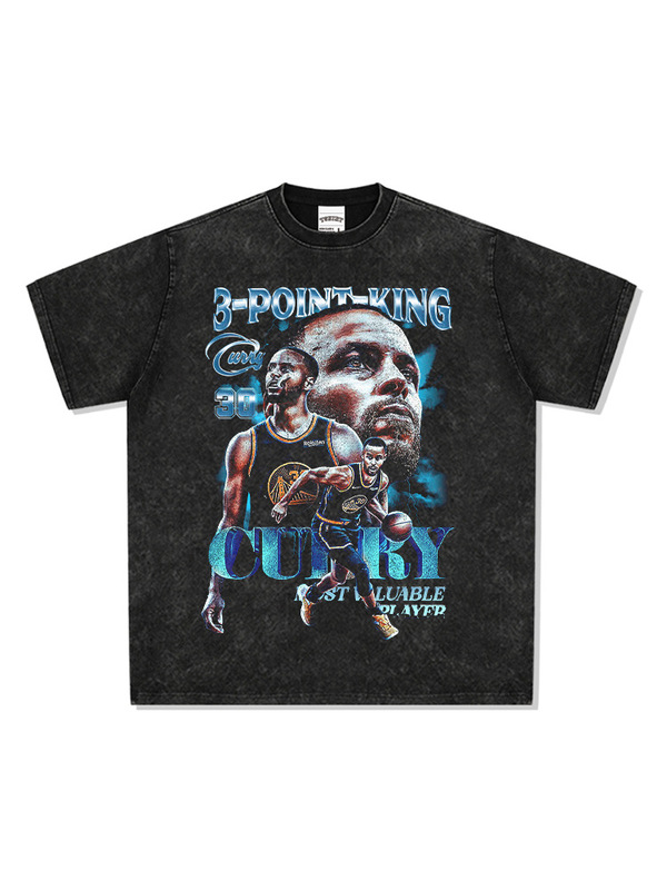 New Style T-Shirt with Small Print, Short Sleeves, Loose Fit, Crew Neck, Original Design by Stephen Curry, Street Fashion Cotton