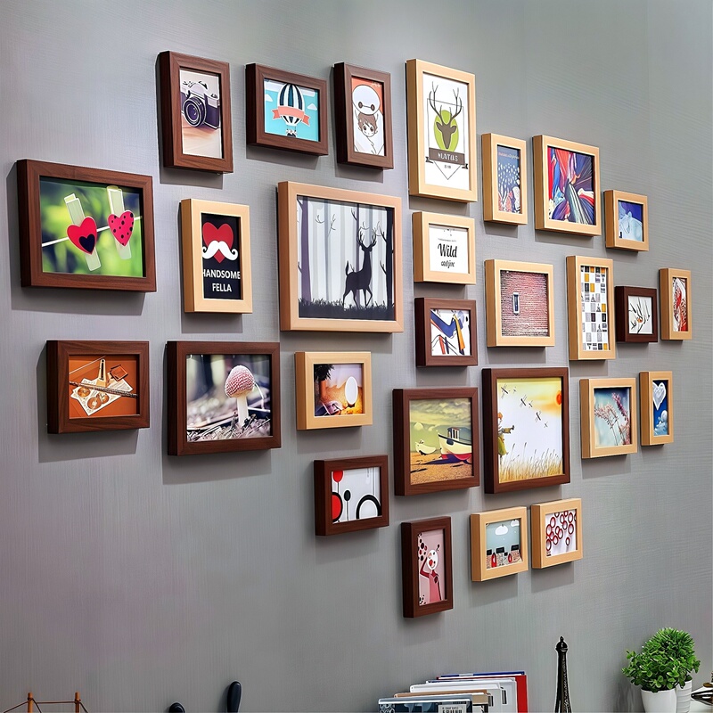 No-Drill Photo Wall Decoration for Living Room, Creative Combination of Picture Frames for Wall Hanging, Photo Wall Album, Picture Frame Display Wall No-Drill Photo Wall Decoration for Living Room, Creative Combination of Picture Frames for Wall Hanging, Photo Wall Album, Picture Frame Display Wall
