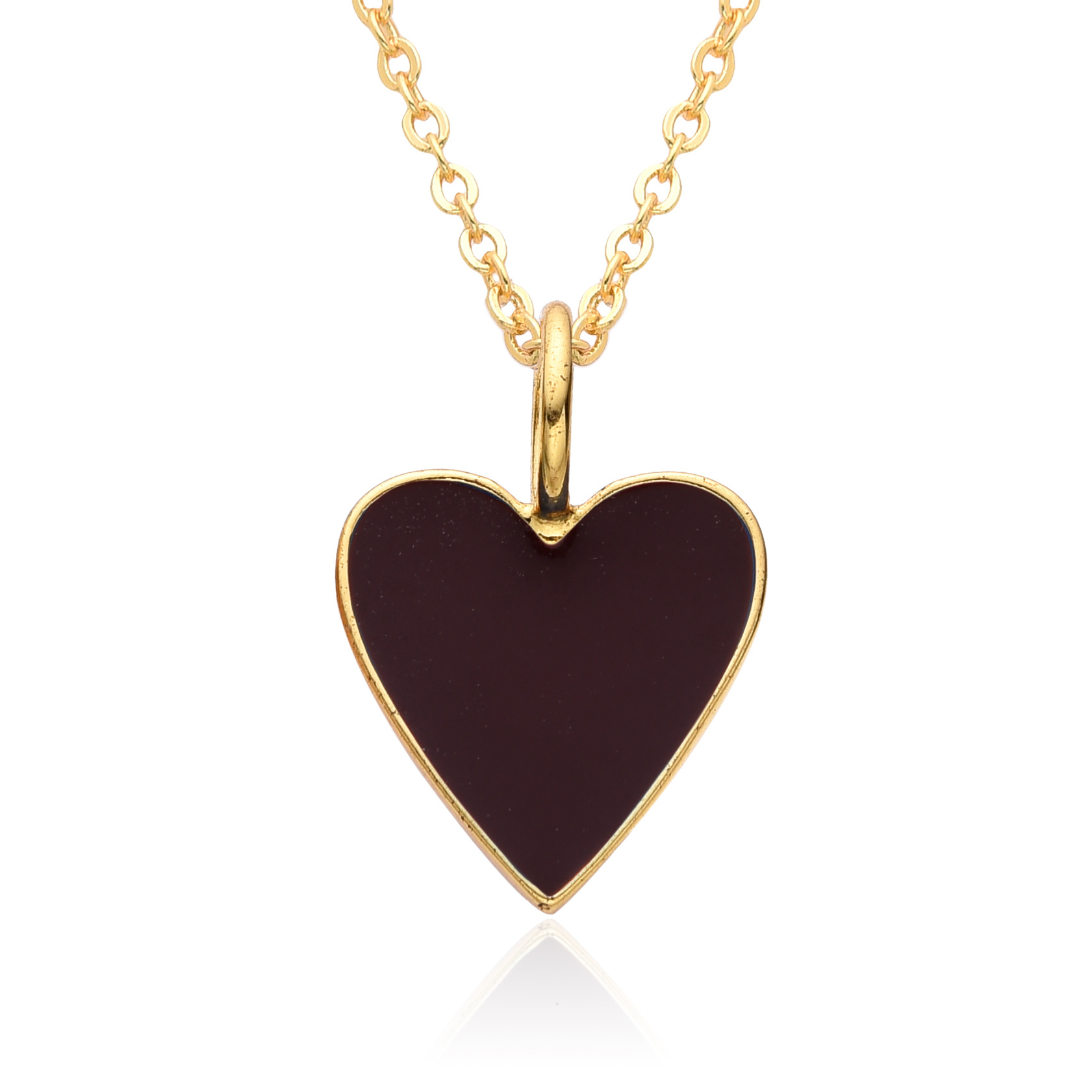 10g Weight Pendant Necklace Classification cable chain Chain Type 1 Piece Quantity Daily, Date Occasion Copper Material Heart Shape Pattern Women's Gender Enamel, Plating Design IG Style, Simple Style Style Copper IG Style Simple Style Heart Shape Enamel Plating Pendant Necklace 4