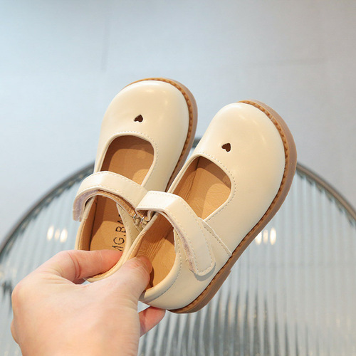 2024 Autumn New Arrival Girls' Leather Shoes: British-style Little Leather Shoes with Hollowed-Out Design, Princess-inspired Kids' Single-layer Shoes in Preppy College Style