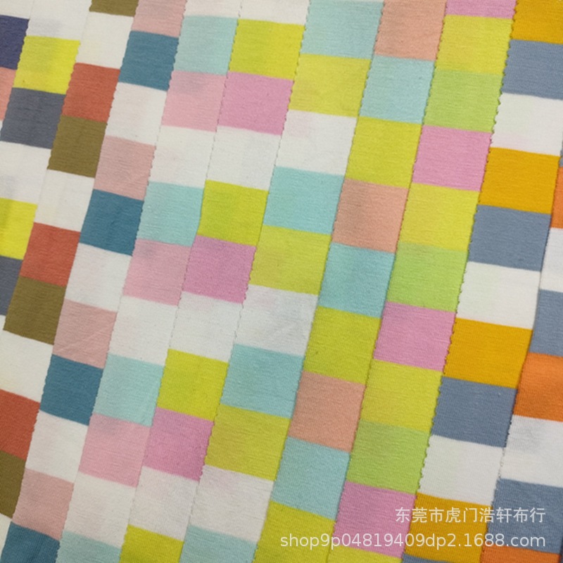 40S精棉拉架针织彩虹条纹布 170g棉单面色织条纹面料 针织条提花